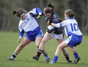 29 March 2009; Ciara McKeever, St Marys, in action against Katie Murphy and Deirdre Blaney, DIT. Lynch Cup Final, Dublin Insitute of Technology v St Marys, Belfast, UUJ, Jordanstown, Shore Road, Newtownabbey, Co. Antrim. Picture credit: Oliver McVeigh / SPORTSFILE