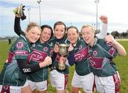 29 March 2009; Laura McCreesh, Patricia Melanaphy, Ciara McKeever, Helen Ward and Sinead Finnegan, St Marys, celebrate after the match. Lynch Cup Final, Dublin Insitute of Technology v St Marys, Belfast, UUJ, Jordanstown, Shore Road, Newtownabbey, Co. Antrim. Picture credit: Oliver McVeigh / SPORTSFILE