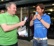 30 March 2009; Former Italian international Toto Schillaci and Ray Houghton enjoy an ice cream at the launch of Boylesports' supporters promotion for Irish fans travelling to Bari for the crunch group 8 game between the Republic of Ireland and the Azzurre. Boylesports, Grafton Street, Dublin. Picture credit: Pat Murphy / SPORTSFILE