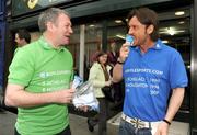 30 March 2009; Former Italian and Republic of Ireland  internationals Toto Schillaci and Ray Houghton enjoy an ice cream at the launch of Boylesports' supporters promotion for Irish fans travelling to Bari for the crunch group 8 game between the Republic of Ireland and the Azzurre. Boylesports, Grafton Street, Dublin. Picture credit: Pat Murphy / SPORTSFILE