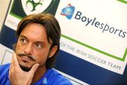 30 March 2009; Former Italian international Toto Schillaci and Ray Houghton place a bet at the launch of Boylesports' supporters promotion for Irish fans travelling to Bari for the crunch group 8 game between the Republic of Ireland and the Azzurre. Boylesports, Grafton Street, Dublin. Picture credit: Pat Murphy / SPORTSFILE