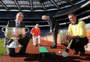 31 March 2009; At the launch of the 2009 FBD All-Ireland GAA Golf Challenge were, from left, Tyrone football manager Mickey Harte, Armagh footballer Steven McDonnell, Adrian Taheny, Director of Marketing and Sales, FBD Insurance, and Kilkenny hurler Eddie Brennan. Croke Park, Dublin. Photo by Sportsfile