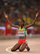 30 August 2015; Senbere Teferi of Ethiopia after finishing second during the Women's 5000m final. IAAF World Athletics Championships Beijing 2015 - Day 9, National Stadium, Beijing, China. Picture credit: Stephen McCarthy / SPORTSFILE