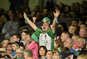 12 September 2015; Limerick supporters celebrate a point during the second half. Bord Gais Energy GAA Hurling All-Ireland U21 Championship Final, Limerick v Wexford, Semple Stadium, Thurles, Co. Tipperary. Picture credit: Diarmuid Greene / SPORTSFILE