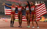 30 August 2015; Francena McCorory of the United States, Sanya Richards-Ross of the United States, Natasha Hastings of the United States and Allyson Felix of the United States celebrate after winning silver in the final of the Women's 4x400m Relay event. IAAF World Athletics Championships Beijing 2015 - Day 9, National Stadium, Beijing, China. Picture credit: Stephen McCarthy / SPORTSFILE