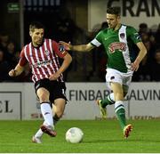 14 September 2015; Patrick McEleney, Derry City, in action against Michael McSweeney, Cork City. Irish Daily Mail FAI Senior Cup Quarter-Final Replay, Cork City v Derry City. Turner's Cross, Cork. Picture credit: David Maher / SPORTSFILE