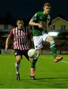 14 September 2015; Garry Buckley, Cork City, in action against Rob Cornwall, Derry City. Irish Daily Mail FAI Senior Cup Quarter-Final Replay, Cork City v Derry City. Turner's Cross, Cork. Picture credit: David Maher / SPORTSFILE