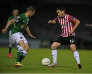 14 September 2015; Patrick McEleney, Derry City, in action against Michael McSweeney, Cork City. Irish Daily Mail FAI Senior Cup Quarter-Final Replay, Cork City v Derry City. Turner's Cross, Cork. Picture credit: Eoin Noonan / SPORTSFILE