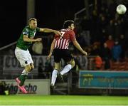 14 September 2015; Karl Sheppard, Cork City, in action against Barry McNamee, Derry City. Irish Daily Mail FAI Senior Cup Quarter-Final Replay, Cork City v Derry City. Turner's Cross, Cork. Picture credit: David Maher / SPORTSFILE