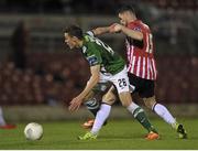14 September 2015; Gary Buckley, Cork City, in action against Cillian Morrison, Derry City. Irish Daily Mail FAI Senior Cup Quarter-Final Replay, Cork City v Derry City. Turner's Cross, Cork. Picture credit: Eoin Noonan / SPORTSFILE