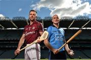 15 September 2015; Pictured at the launch of the AIG Fenway Hurling Classic and Irish Festival is Galway hurler Aidan Harte, left, and Dublin hurler David O'Callaghan. Dublin will take on Galway in Super 11’s hurling at Fenway Park, Boston, on November 22nd. Croke Park, Dublin. Picture credit: Ramsey Cardy / SPORTSFILE