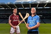 15 September 2015; Pictured at the launch of the AIG Fenway Hurling Classic and Irish Festival is Dublin hurler David O'Callaghan, right, and Galway hurler Aidan Harte. Dublin will take on Galway in Super 11’s hurling at Fenway Park, Boston, on November 22nd. Croke Park, Dublin. Picture credit: Ramsey Cardy / SPORTSFILE
