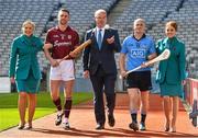 15 September 2015; Pictured at the launch of the AIG Fenway Hurling Classic and Irish Festival are, from left,  Eilis Gallagher, Aer Lingus, Galway hurler Aidan Harte, Declan O’Rourke, General Manager, AIG Ireland, Dublin hurler David O'Callaghan and Sinead McDevitt, Aer Lingus. Dublin will take on Galway in Super 11’s hurling at Fenway Park, Boston, on November 22nd. Croke Park, Dublin. Picture credit: Ramsey Cardy / SPORTSFILE