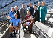 15 September 2015; Pictured at the launch of the AIG Fenway Hurling Classic and Irish Festival are, from left, Dublin hurlers David O'Callaghan and Cian Boland, Ard Stiúrthoir Paraic Duffy, Danny Glant, Global Head of Sponsorship, AIG, Galway hurler Aidan Harte, Declan O’Rourke, General Manager, AIG Ireland, Seamus Hickey, GPA, and Aer Lingus Cabin Crew Eilis Gallagher and Sinead McDevitt. Dublin will take on Galway in Super 11’s hurling at Fenway Park, Boston, on November 22nd. Croke Park, Dublin. Picture credit: Ramsey Cardy / SPORTSFILE