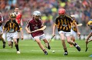 6 September 2015; Padraig Hynes, Knockanore, Co. Waterford, representing Galway, in action against Mairtin Gannon, Scoil Mhuire Lourdes BNS, Mooncoin, Co. Kilkenny, representing, Kilkenny, during the Cumann na mBunscoil INTO Respect Exhibition Go Games 2015 at Kilkenny v Galway - GAA Hurling All-Ireland Senior Championship Final. Croke Park, Dublin Picture credit: Diarmuid Greene / SPORTSFILE
