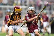 6 September 2015; Padraig Hynes, Knockanore, Co. Waterford, representing Galway, in action against Murrough McMahon, Crusheen NS, Co. Clare, representing Kilkenny, during the Cumann na mBunscoil INTO Respect Exhibition Go Games 2015 at Kilkenny v Galway - GAA Hurling All-Ireland Senior Championship Final. Croke Park, Dublin Picture credit: Diarmuid Greene / SPORTSFILE