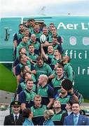 16 September 2015; Ireland players at Dublin Airport ahead of their departure for the 2015 Rugby World Cup. Terminal 2, Dublin Airport, Dublin. Picture credit: Stephen McCarthy / SPORTSFILE