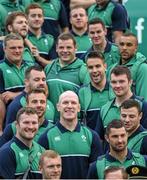 16 September 2015; Ireland captain Paul O'Connell and team-mates at Dublin Airport ahead of their departure for the 2015 Rugby World Cup. Terminal 2, Dublin Airport, Dublin. Picture credit: Stephen McCarthy / SPORTSFILE