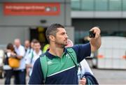16 September 2015; Ireland's Rob Kearney at Dublin Airport ahead of their departure for the 2015 Rugby World Cup. Terminal 2, Dublin Airport, Dublin. Picture credit: Stephen McCarthy / SPORTSFILE