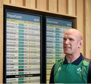 16 September 2015; Ireland captain Paul O'Connell at Dublin Airport ahead of their departure for the 2015 Rugby World Cup. Terminal 2, Dublin Airport, Dublin. Picture credit: Stephen McCarthy / SPORTSFILE