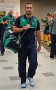 16 September 2015; Ireland's Dave Kearney in Cardiff Airport on their arrival ahead of the 2015 Rugby World Cup. Cardiff Airport, Wales. Picture credit: Brendan Moran / SPORTSFILE