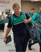16 September 2015; Ireland's Chris Henry in Cardiff Airport on their arrival ahead of the 2015 Rugby World Cup. Cardiff Airport, Wales. Picture credit: Brendan Moran / SPORTSFILE