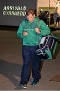 16 September 2015; Ireland's Mike Ross in Cardiff Airport on their arrival ahead of the 2015 Rugby World Cup. Cardiff Airport, Wales. Picture credit: Brendan Moran / SPORTSFILE