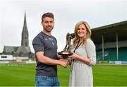 17 September 2015; Vinny Faherty, Limerick FC, is presented with the SSE Airtricity SWAI Player of the Month award for August by Leanne Sheill from Airtricity. Marketsfield, Limerick. Picture credit: Diarmuid Greene / SPORTSFILE