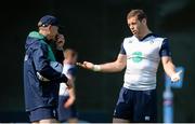 17 September 2015; Ireland's Darren Cave, right, in conversation with head coach Joe Schmidt during squad training. Sophia Gardens, Cardiff, Wales. Picture credit: Brendan Moran / SPORTSFILE