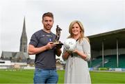 17 September 2015; Vinny Faherty, Limerick FC, is presented with the SSE Airtricity SWAI Player of the Month award for August by Leanne Sheill from Airtricity. Marketsfield, Limerick. Picture credit: Diarmuid Greene / SPORTSFILE