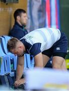 17 September 2015; Ireland's Luke Fitzgerald gets ready as team-mate Robbie Henshaw sits out during squad training. Sophia Gardens, Cardiff, Wales. Picture credit: Brendan Moran / SPORTSFILE