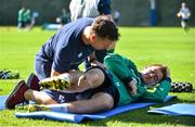 17 September 2015; Ireland's Paddy Jackson goes through some warm-up exercises before during squad training. Sophia Gardens, Cardiff, Wales. Picture credit: Brendan Moran / SPORTSFILE