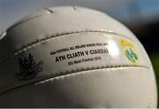 17 September 2015; A detailed view of the match ball ahead of the 2015 GAA Football All-Ireland Senior Championship Final between Dublin and Kerry. Croke Park, Dublin. Picture credit: Ramsey Cardy / SPORTSFILE