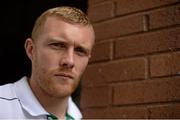 17 September 2015; Ireland's Keith Earls poses for a portrait after an Ireland team press conference. Marriott Hotel, Cardiff, Wales. Picture credit: Brendan Moran / SPORTSFILE