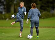 17 September 2015; Republic of Ireland captain and goalkeeper Emma Byrne with Grace Moloney during a training session. FAI National Training Centre, National Sports Campus, Abbotstown, Dublin. Picture credit: Matt Browne / SPORTSFILE