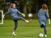 17 September 2015; Republic of Ireland captain and goalkeeper Emma Byrne with Grace Moloney during a training session. FAI National Training Centre, National Sports Campus, Abbotstown, Dublin. Picture credit: Matt Browne / SPORTSFILE