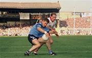 17 September 1995; Dessie Farrell of Dublin, in action against Fay Devlin of Tyrone in the All Ireland Final match between Dublin and Tyrone at Croke Park in Dublin. Photo by Ray McManus/SPORTSFILE