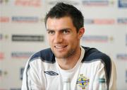 31 March 2009; Northern Ireland's Aaron Hughes during a press conference ahead of their 2010 FIFA World Cup Qualifier against Slovenia on Wednesday. Northern Ireland Press Conference, Hilton Hotel, Templepatrick, Co. Antrim. Picture credit: Oliver McVeigh / SPORTSFILE