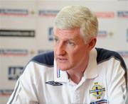 31 March 2009; Northern Ireland manager Nigel Worthington speaking during a press conference ahead of their 2010 FIFA World Cup Qualifier against Slovenia on Wednesday. Northern Ireland Press Conference, Hilton Hotel, Templepatrick, Co. Antrim. Picture credit: Oliver McVeigh / SPORTSFILE