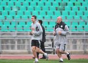 31 March 2009; Republic of Ireland's Aiden McGeady, left, with assistant manager Liam Brady during squad training ahead of their 2010 FIFA World Cup Qualifier against Italy on Wednesday. Republic of Ireland Squad Training, San Nicola Stadium, Bari, Italy. Picture credit: David Maher / SPORTSFILE