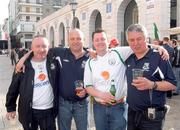 31 March 2009; Republic of Ireland supporters, from Waterford, Paul O'Sullivan, Michael Ryan, Owen Tubbritt and Shem Cooper in Bari ahead of the 2010 FIFA World Cup Qualifier against Italy on Wednesday. Republic of Ireland Fans in Italy, Bari, Italy. Picture credit: Ray McManus / SPORTSFILE
