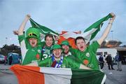 1 April 2009; Republic of Ireland supporters, left to right, Barry Lynch, James Finn, Aidan Hart, Ray Downey and Sean Lynch, all from Cork City, support their team before the game. 2010 FIFA World Cup Qualifier, Italy v Republic of Ireland, San Nicola Stadium, Bari, Italy. Picture credit: David Maher / SPORTSFILE
