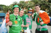 1 April 2009; Republic of Ireland fans Adrian Varley, Armagh, Michael O'Rourke, Clontarf, Dublin, Podge O'Connor, Raheen, Limerick, and Barry Griffin, Ardclough, Kildare, appear to have overcome the alcohol ban on their way to the game. 2010 FIFA World Cup Qualifier, Italy v Republic of Ireland, San Nicola Stadium, Bari, Italy. Picture credit: Ray McManus / SPORTSFILE