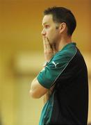 26 March 2009; St. Malachys College coach Adrian Fulton watches on during the final quarter. U19A Boys - Schools League Finals, St. Malachys College, Belfast, Co. Antrim v Colaiste Choilm, Ballincollig, Co. Cork. National Basketball Arena, Tallaght, Dublin. Picture credit: Stephen McCarthy / SPORTSFILE