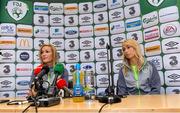 17 September 2015; Republic of Ireland player's Emma Byrne and Stephanie Roche during a press conference. FAI Headquarters, National Sports Campus, Abbotstown, Dublin. Picture credit: Matt Browne / SPORTSFILE
