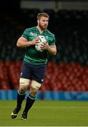 18 September 2015; Ireland's Sean O'Brien during the captain's run. Ireland Rugby Squad Captain's Run, 2015 Rugby World Cup. Millennium Stadium, Cardiff, Wales. Picture credit: Brendan Moran / SPORTSFILE