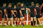 18 September 2015; Canada's Jamie Cudmore, centre, speaks to his forwards during the captain's run. Canada Rugby Squad Captain's Run, 2015 Rugby World Cup. Millennium Stadium, Cardiff, Wales. Picture credit: Brendan Moran / SPORTSFILE