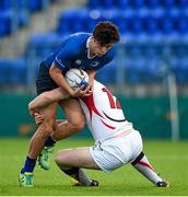 18 September 2015; James O’Brien, Leinster, is tackled by Kieran Joyce, Ulster. U20 Interprovincial Rugby Championship, Round 3, Leinster v Ulster. Donnybrook Stadium, Donnybrook, Dublin. Picture credit: Stephen McCarthy / SPORTSFILE
