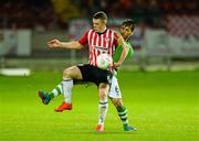 18 September 2015; Ciaran O'Connor, Derry City, in action against Maxime Blanchard, Shamrock Rovers. SSE Airtricity League Premier Division, Derry City v Shamrock Rovers. Brandywell, Derry. Picture credit: Oliver McVeigh / SPORTSFILE