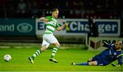 18 September 2015; Damien Duff, Shamrock Rovers, has his goal bound shot saved by Gerard Doherty, Derry City. SSE Airtricity League Premier Division, Derry City v Shamrock Rovers. Brandywell, Derry. Picture credit: Oliver McVeigh / SPORTSFILE